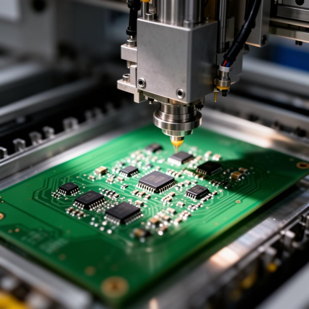 Pick and place machine assembling SMD components onto a PCB
